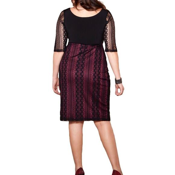 Kiyonna Dress Burlesque Style Sze 10/12 Purple Black Lace Party Sweetheart Neck - Picture 4 of 9